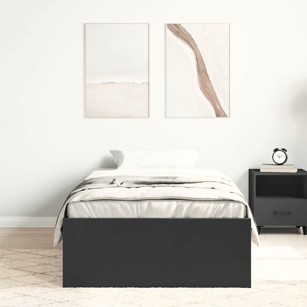 vidaXL Bed Frame without Mattress Black 90x190 cm Single