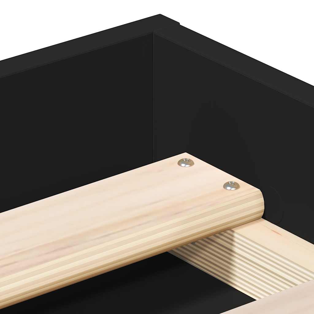 vidaXL Bed Frame without Mattress Black 90x190 cm Single