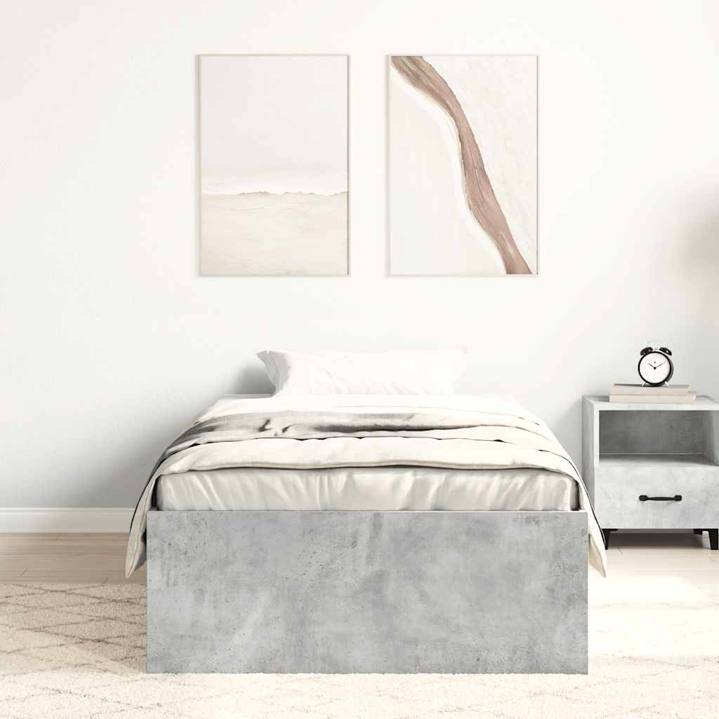 vidaXL Bed Frame without Mattress Concrete Grey 90x190 cm Single