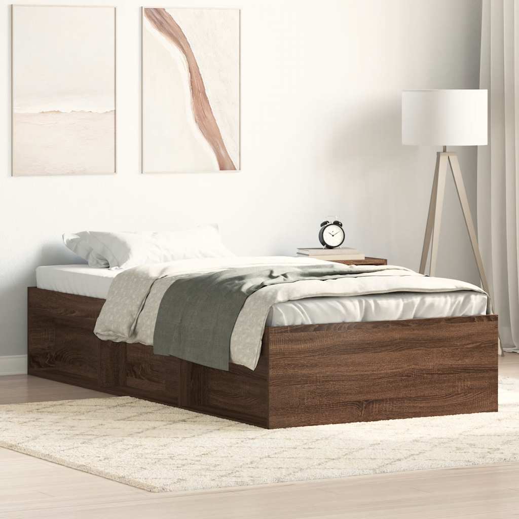 vidaXL Bed Frame without Mattress Brown Oak 90x190 cm Single