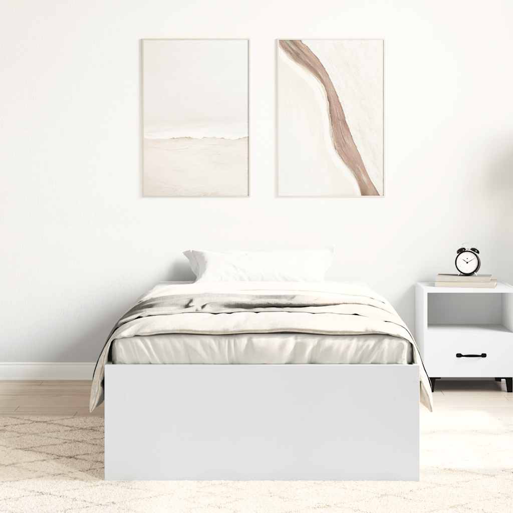 vidaXL Bed Frame without Mattress White 75x190 cm Small Single Small Single