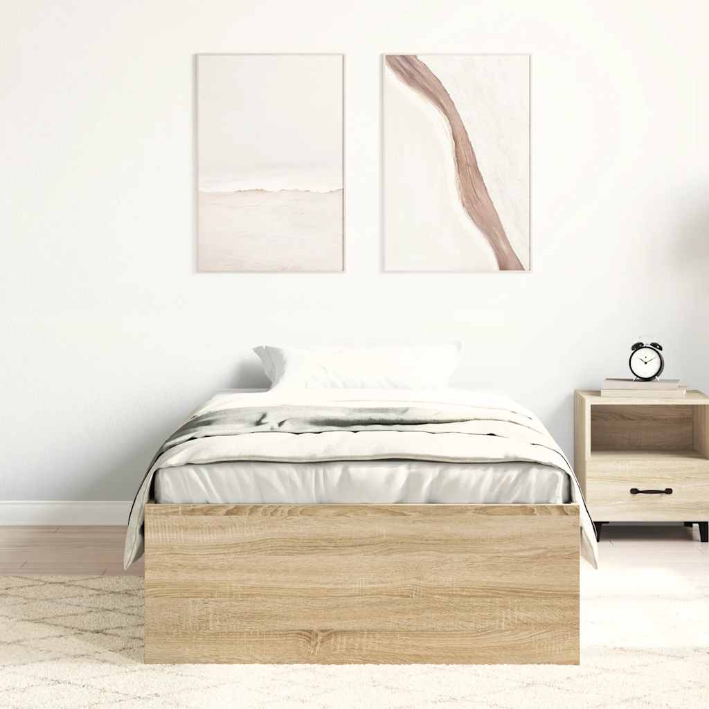 vidaXL Bed Frame without Mattress Sonoma Oak 75x190 cm Small Single Small Single