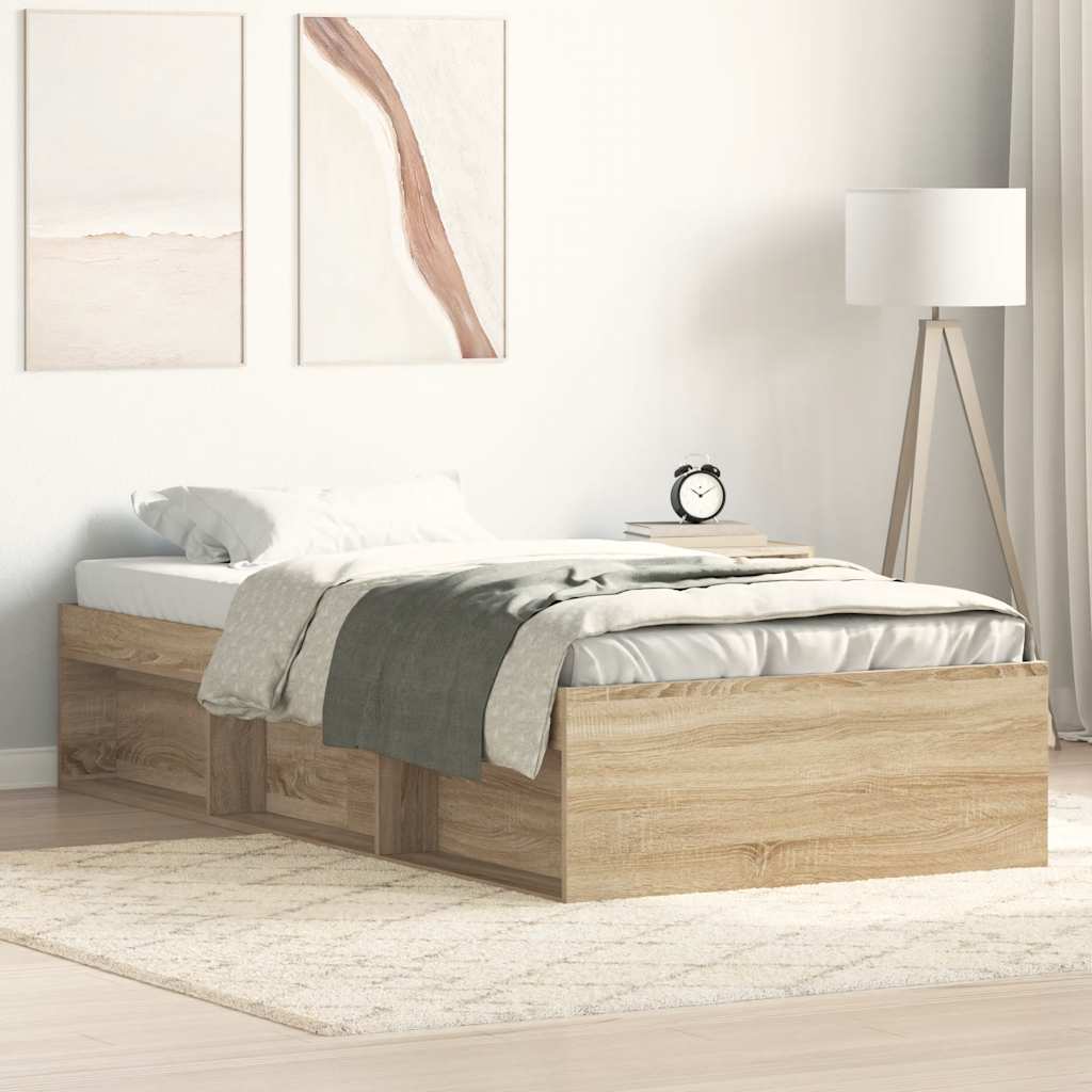 vidaXL Bed Frame without Mattress Sonoma Oak 75x190 cm Small Single Small Single