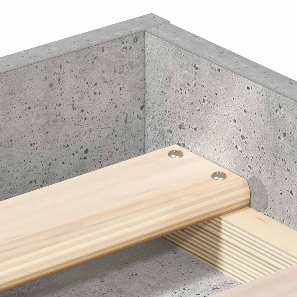 vidaXL Bed Frame without Mattress Concrete Grey 75x190 cm Small Single Small Single