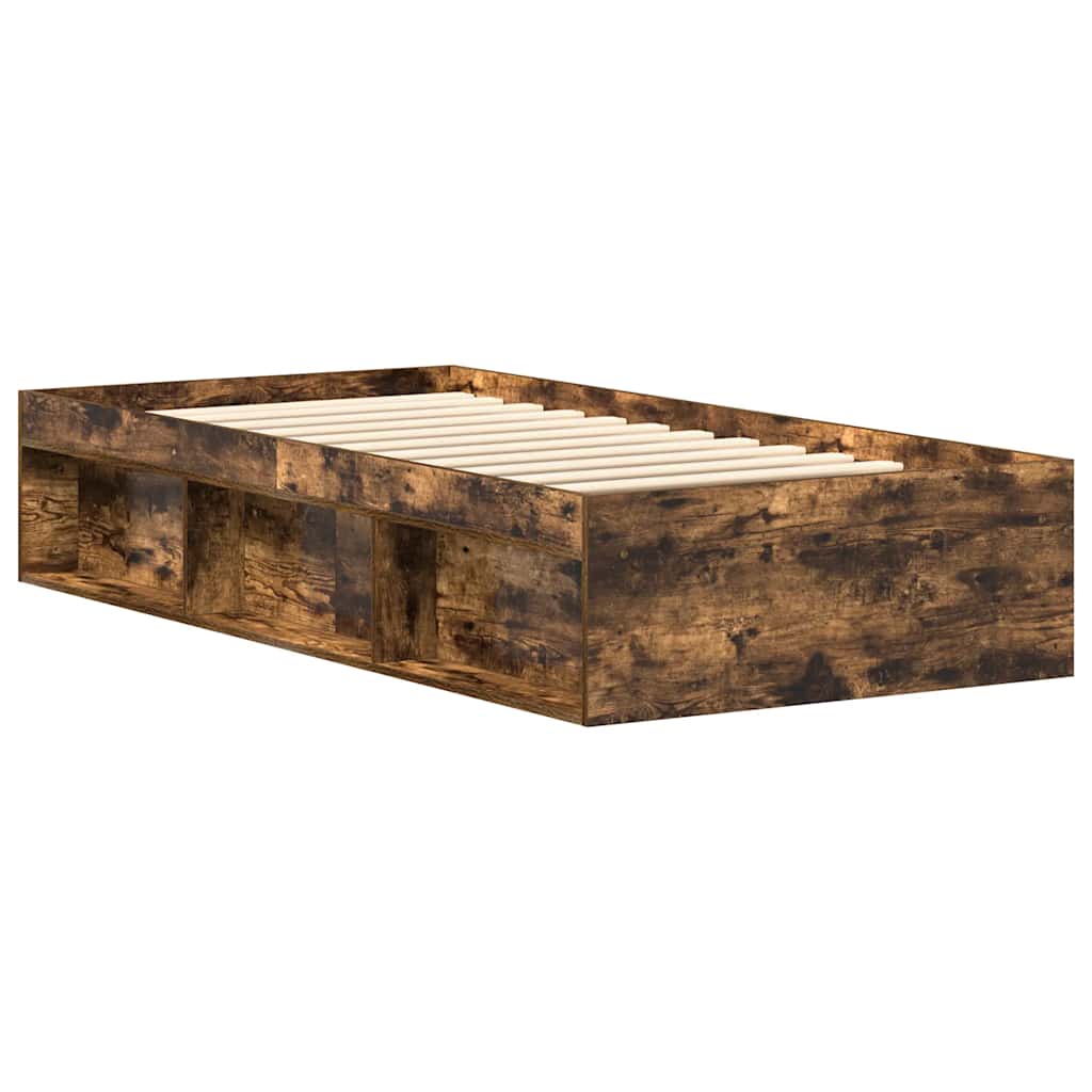 vidaXL Bed Frame without Mattress Smoked Oak 75x190 cm Small Single Small Single