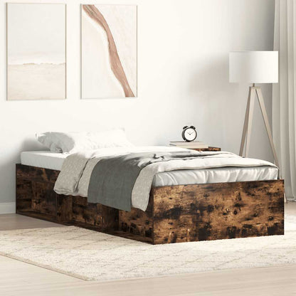 vidaXL Bed Frame without Mattress Smoked Oak 75x190 cm Small Single Small Single