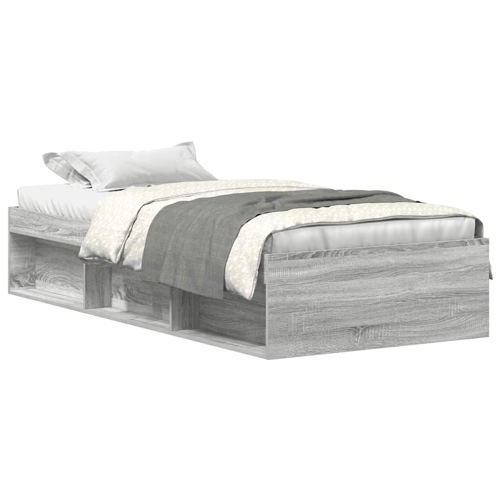 vidaXL Bed Frame without Mattress Grey Sonoma 75x190 cm Small Single Small Single