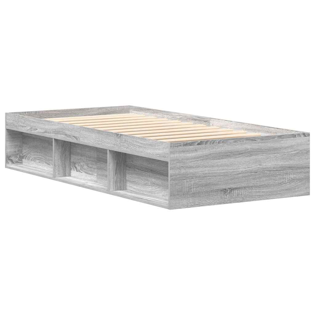 vidaXL Bed Frame without Mattress Grey Sonoma 75x190 cm Small Single Small Single