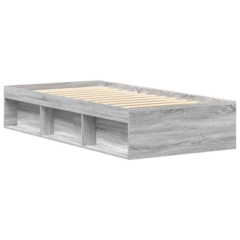 vidaXL Bed Frame without Mattress Grey Sonoma 75x190 cm Small Single Small Single