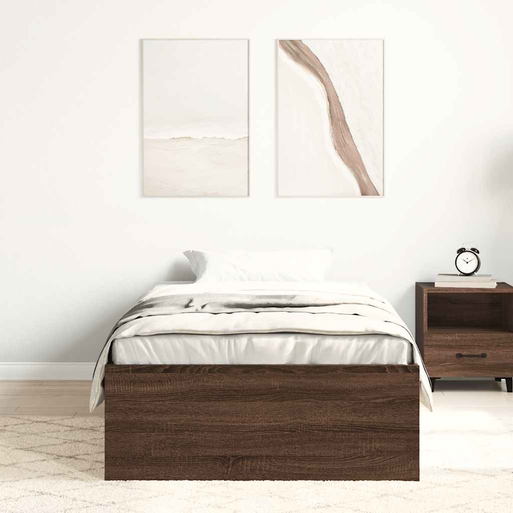 vidaXL Bed Frame without Mattress Brown Oak 75x190 cm Small Single Small Single