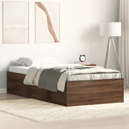 vidaXL Bed Frame without Mattress Brown Oak 75x190 cm Small Single Small Single