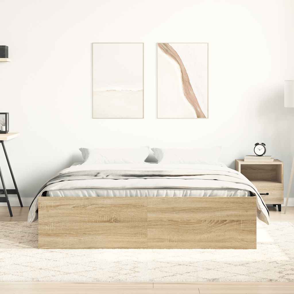 vidaXL Bed Frame without Mattress Sonoma Oak 140x200 cm