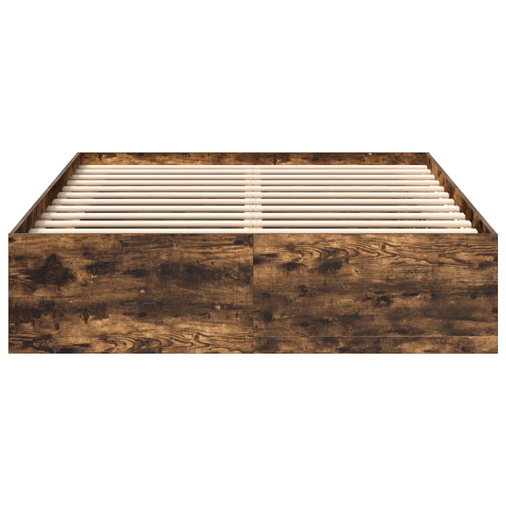 vidaXL Bed Frame without Mattress Smoked Oak 140x200 cm