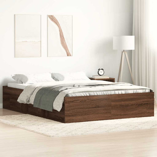 vidaXL Bed Frame without Mattress Brown Oak 140x200 cm