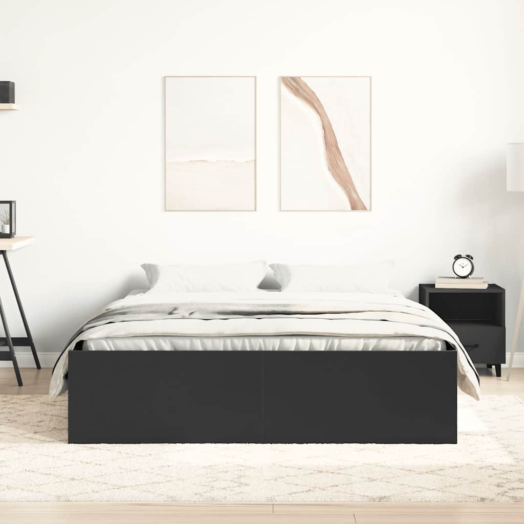 vidaXL Bed Frame without Mattress Black 150x200 cm King Size King Size