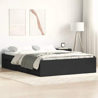 vidaXL Bed Frame without Mattress Black 150x200 cm King Size King Size
