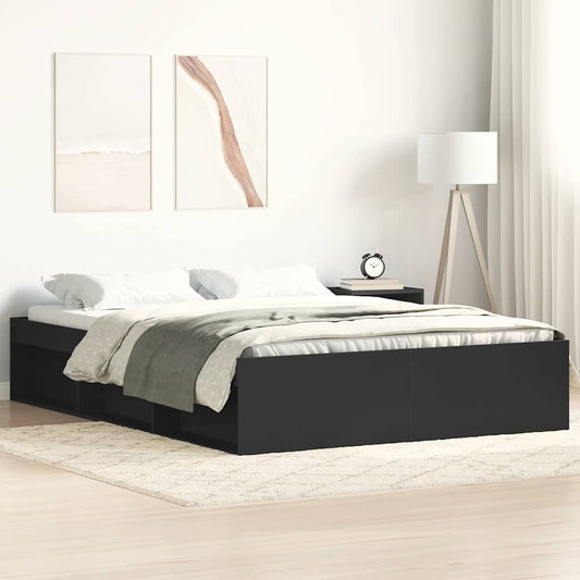 vidaXL Bed Frame without Mattress Black 150x200 cm King Size King Size