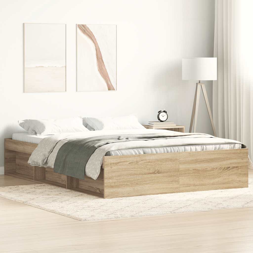 vidaXL Bed Frame without Mattress Sonoma Oak 150x200 cm King Size King Size