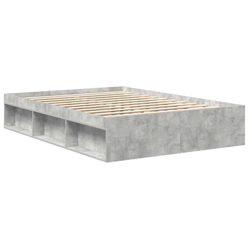 vidaXL Bed Frame without Mattress Concrete Grey 150x200 cm King Size King Size