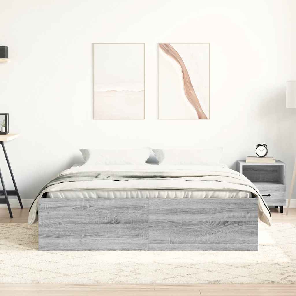 vidaXL Bed Frame without Mattress Grey Sonoma 150x200 cm King Size King Size