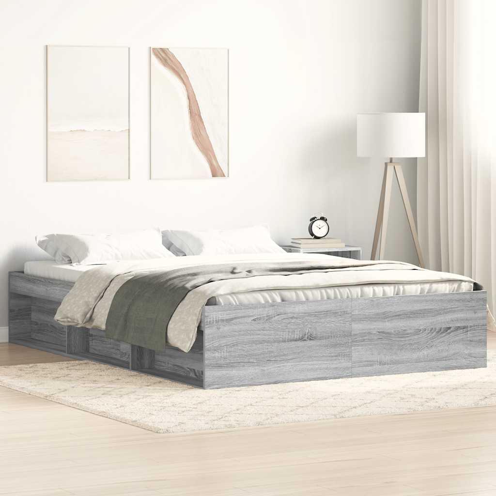 vidaXL Bed Frame without Mattress Grey Sonoma 150x200 cm King Size King Size