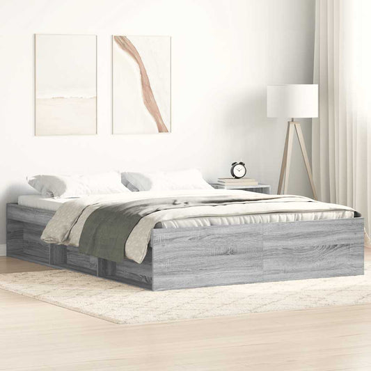 vidaXL Bed Frame without Mattress Grey Sonoma 150x200 cm King Size King Size