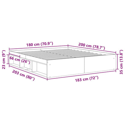 vidaXL Bed Frame without Mattress Black 180x200 cm Super King Super King Size