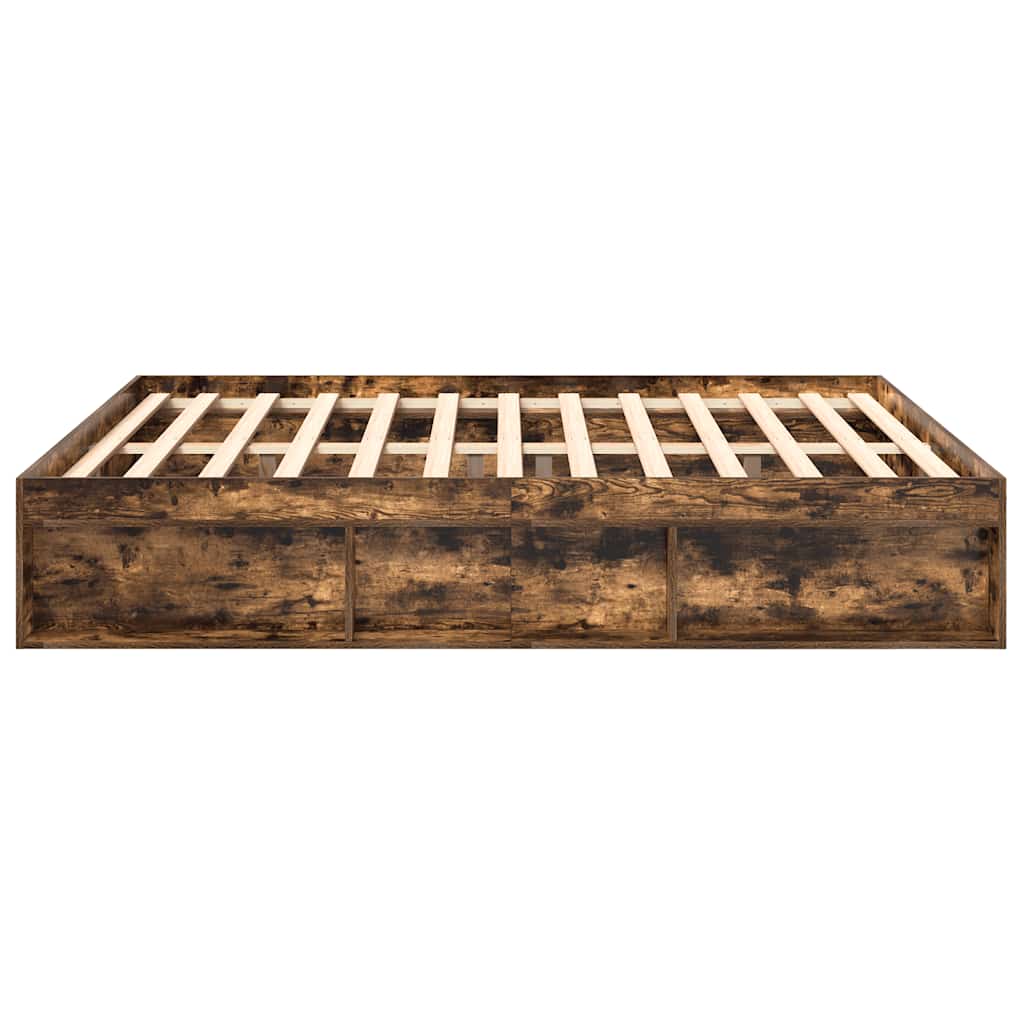 vidaXL Bed Frame without Mattress Smoked Oak 180x200 cm Super King Super King Size