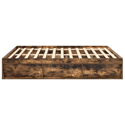 vidaXL Bed Frame without Mattress Smoked Oak 180x200 cm Super King Super King Size