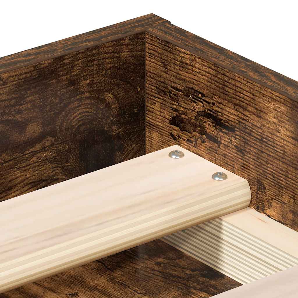 vidaXL Bed Frame without Mattress Smoked Oak 180x200 cm Super King Super King Size