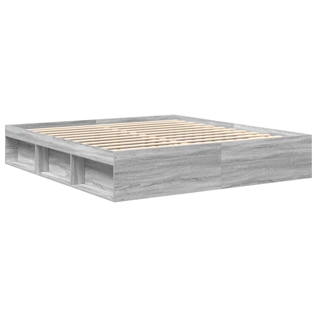 vidaXL Bed Frame without Mattress Grey Sonoma 180x200 cm Super King Super King Size