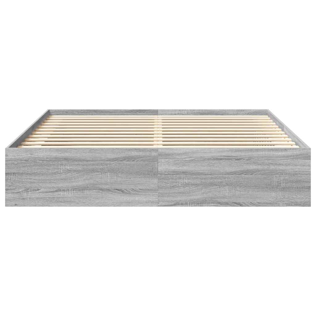 vidaXL Bed Frame without Mattress Grey Sonoma 180x200 cm Super King Super King Size