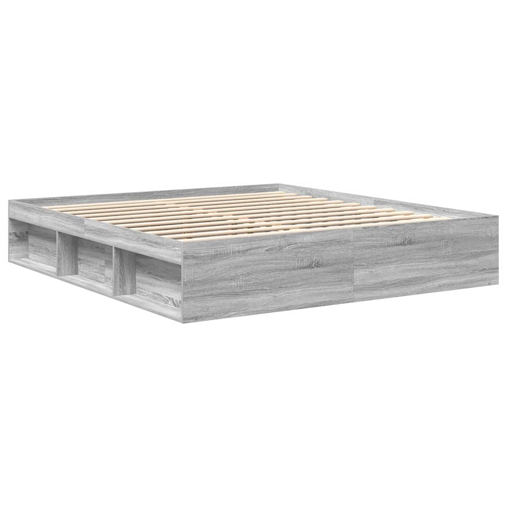 vidaXL Bed Frame without Mattress Grey Sonoma 180x200 cm Super King Super King Size