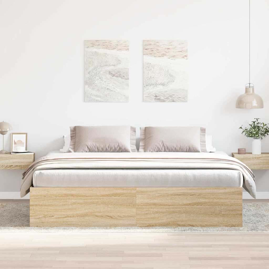 vidaXL Bed Frame without Mattress Sonoma Oak 200x200 cm
