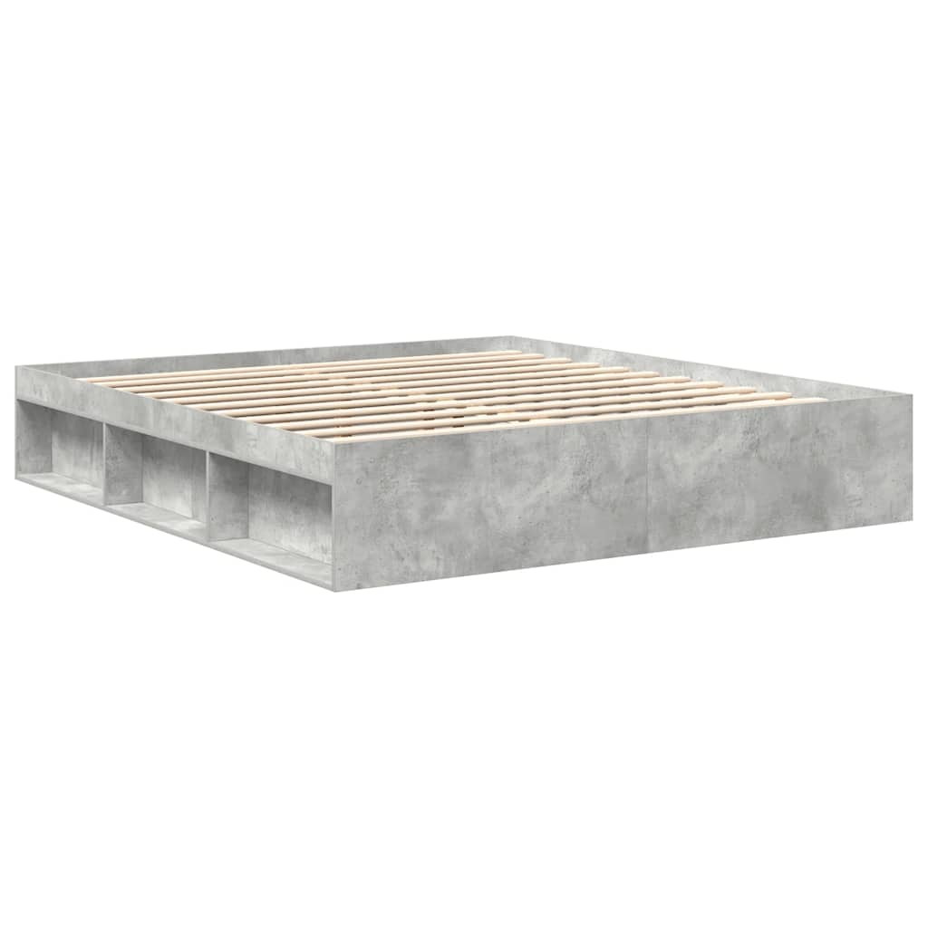 vidaXL Bed Frame without Mattress Concrete Grey 200x200 cm