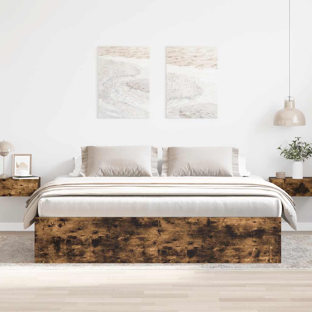 vidaXL Bed Frame without Mattress Smoked Oak 200x200 cm