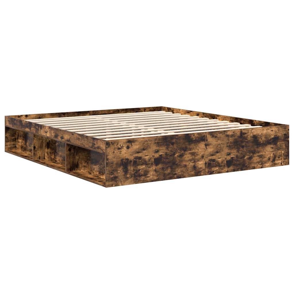 vidaXL Bed Frame without Mattress Smoked Oak 200x200 cm
