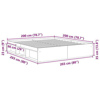 vidaXL Bed Frame without Mattress Smoked Oak 200x200 cm