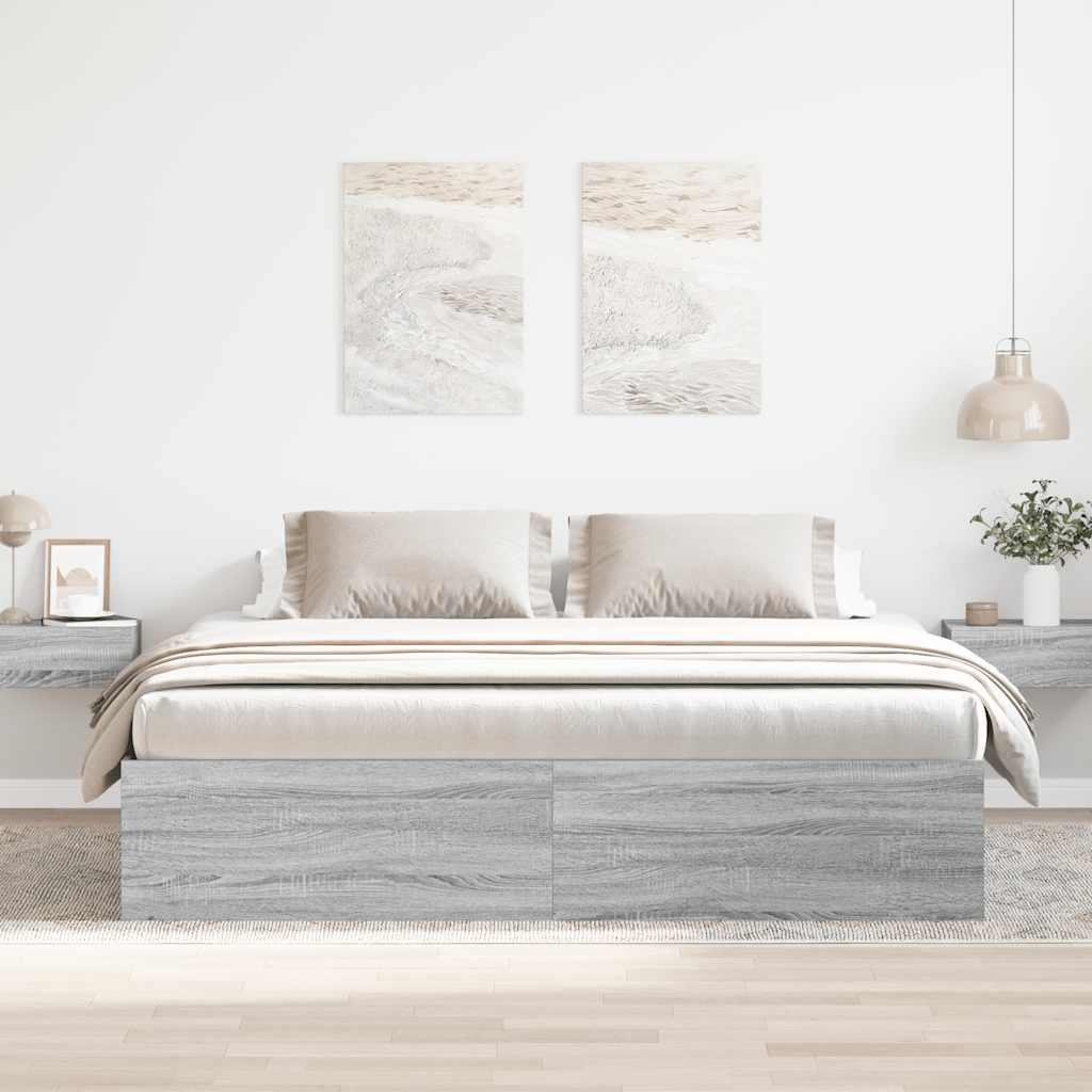 vidaXL Bed Frame without Mattress Grey Sonoma 200x200 cm