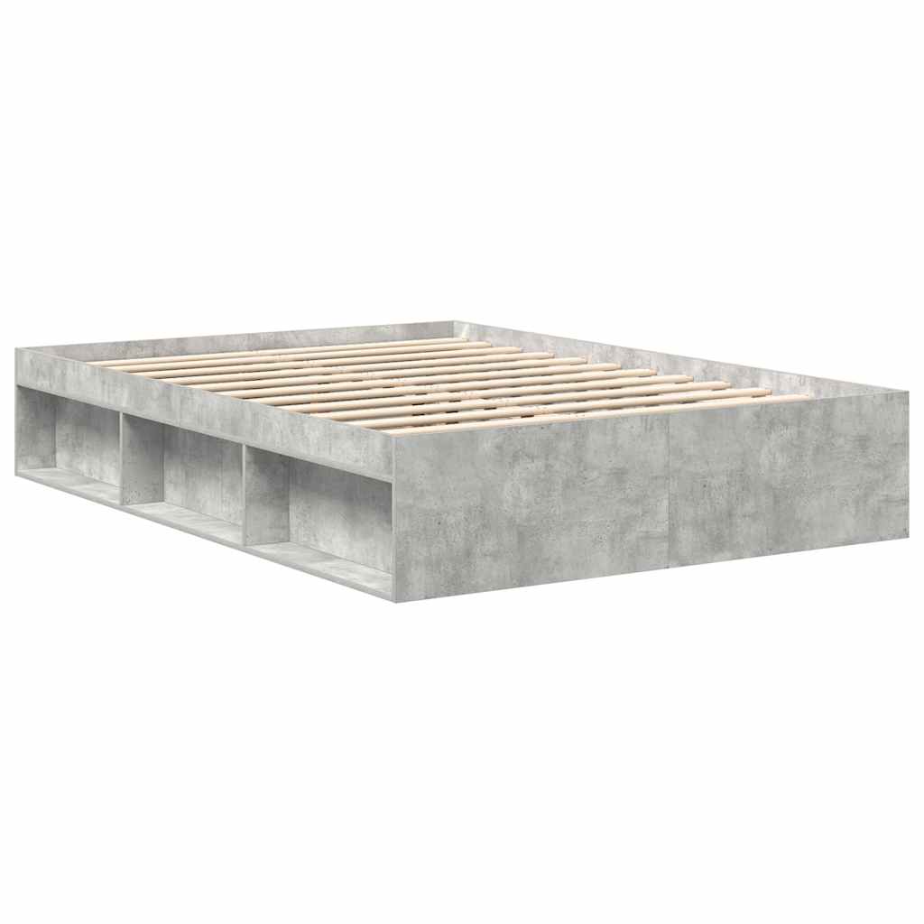 vidaXL Bed Frame without Mattress Concrete Grey 140x190 cm
