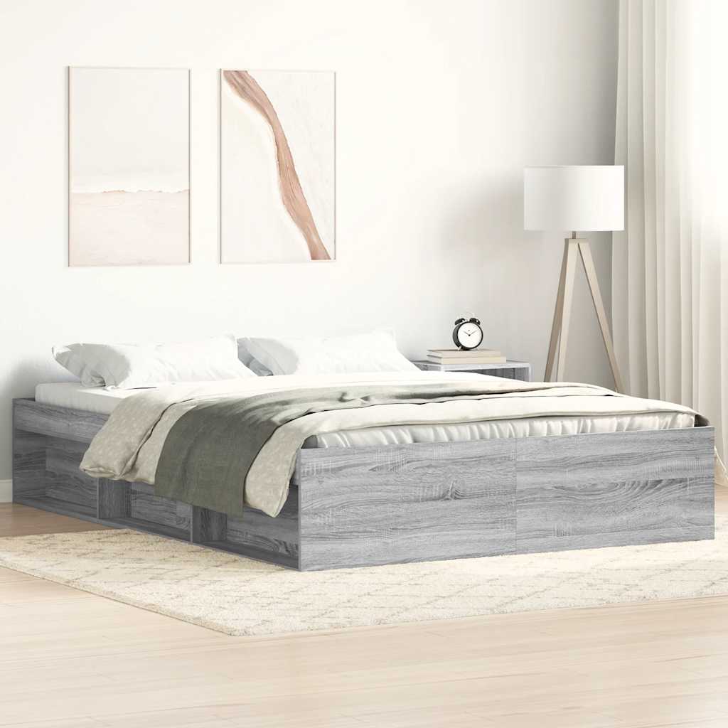 vidaXL Bed Frame without Mattress Grey Sonoma 140x190 cm