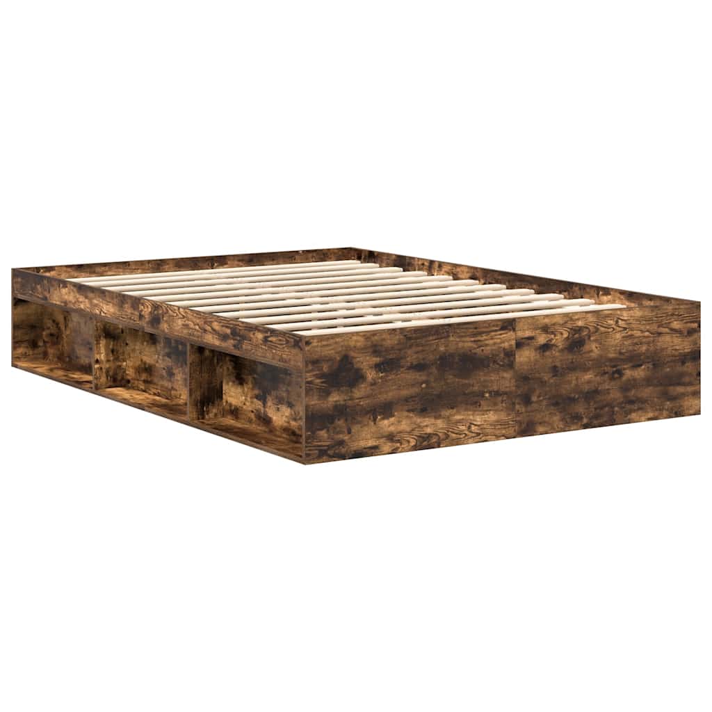 vidaXL Bed Frame without Mattress Smoked Oak 135x190 cm Double Double