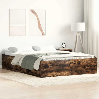 vidaXL Bed Frame without Mattress Smoked Oak 135x190 cm Double Double