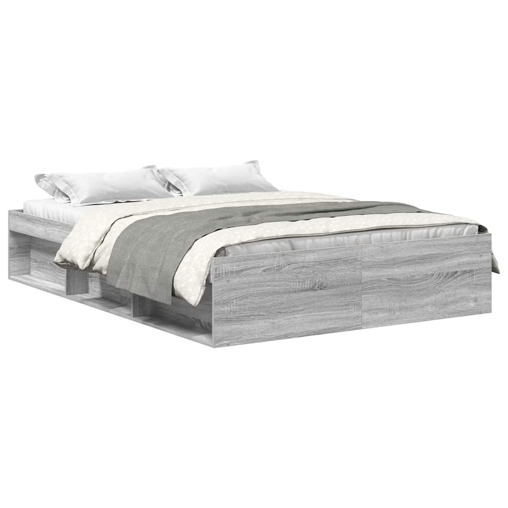 vidaXL Bed Frame without Mattress Grey Sonoma 135x190 cm Double Double