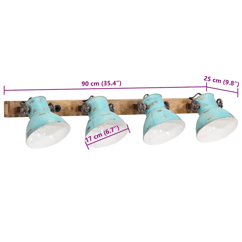 vidaXL Wall Lamp 25 W Distressed Blue 90x25 cm E27