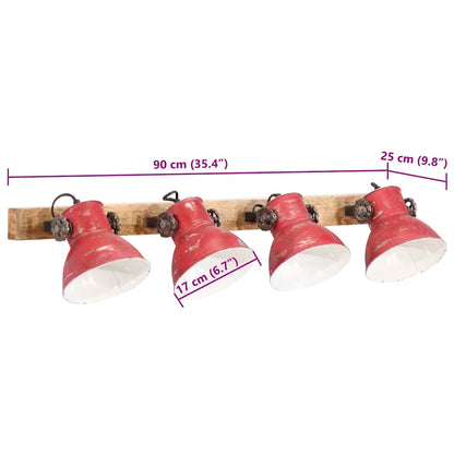 vidaXL Wall Lamp 25 W Distressed Red 90x25 cm E27