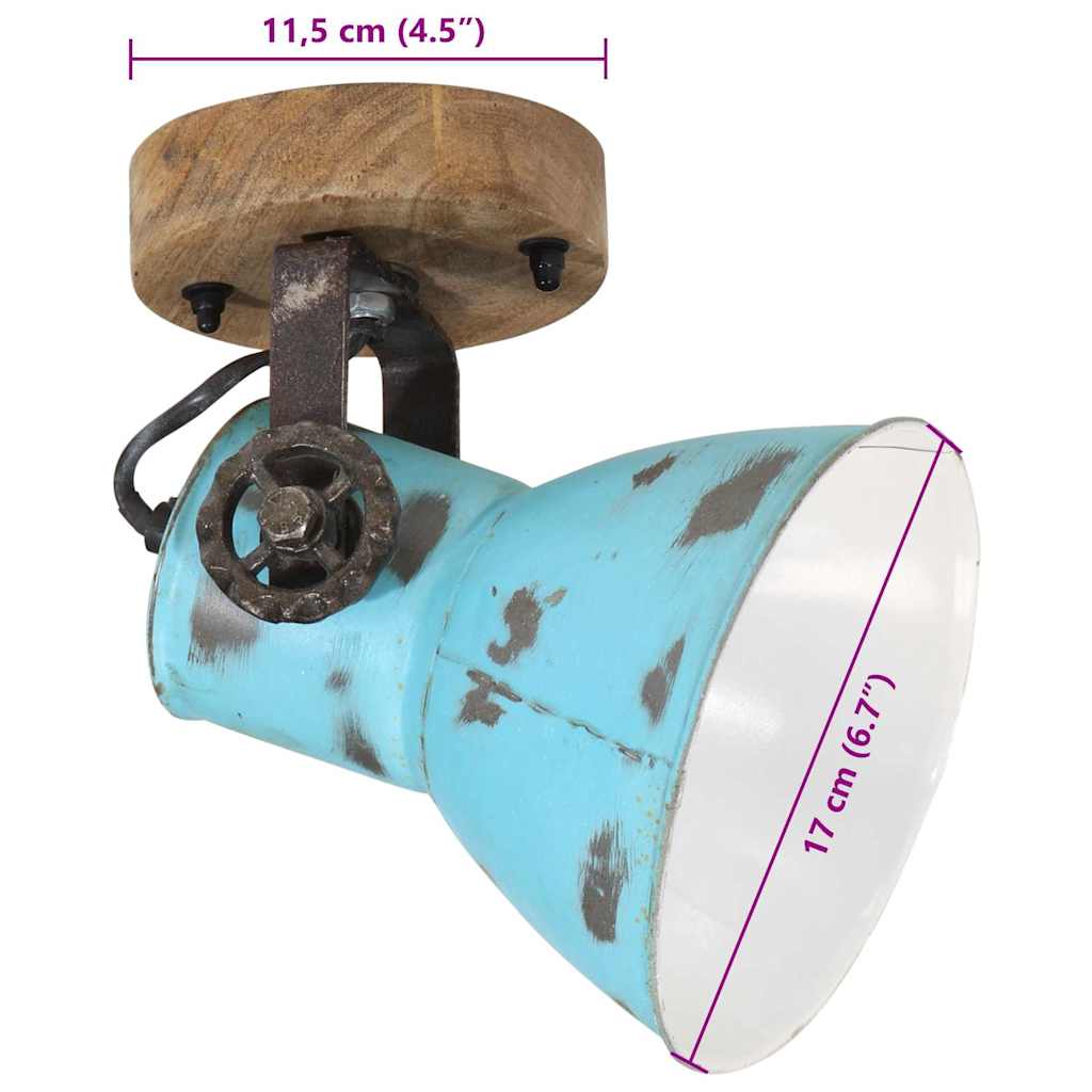 vidaXL Wall Lamp 25 W Distressed Blue 11.5x11.5x25 cm E27