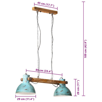 vidaXL Hanging Lamp 25 W Distressed Blue 85x28x109 cm E27