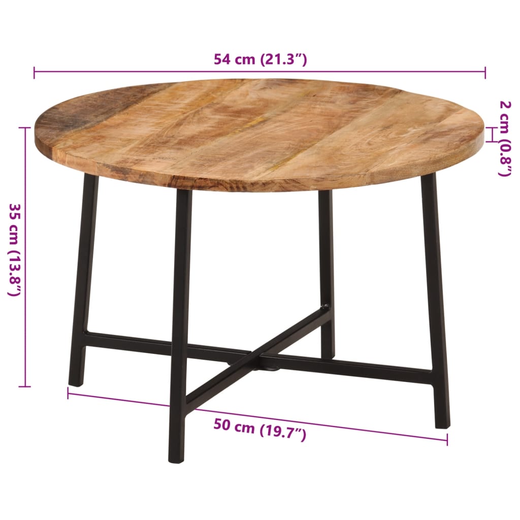 vidaXL Coffee Table 54x54x35 cm Solid Wood Mango and Iron