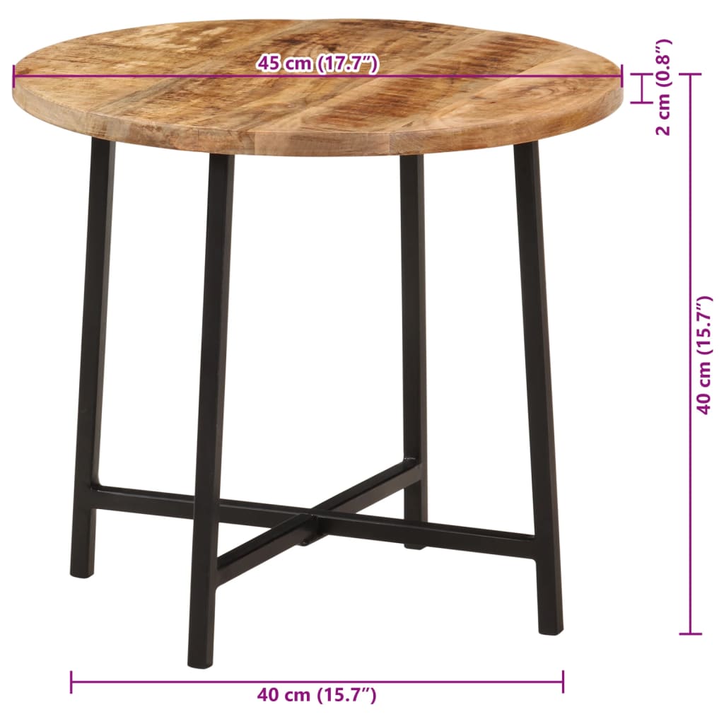 vidaXL Coffee Table 45x45x40 cm Solid Wood Mango and Iron